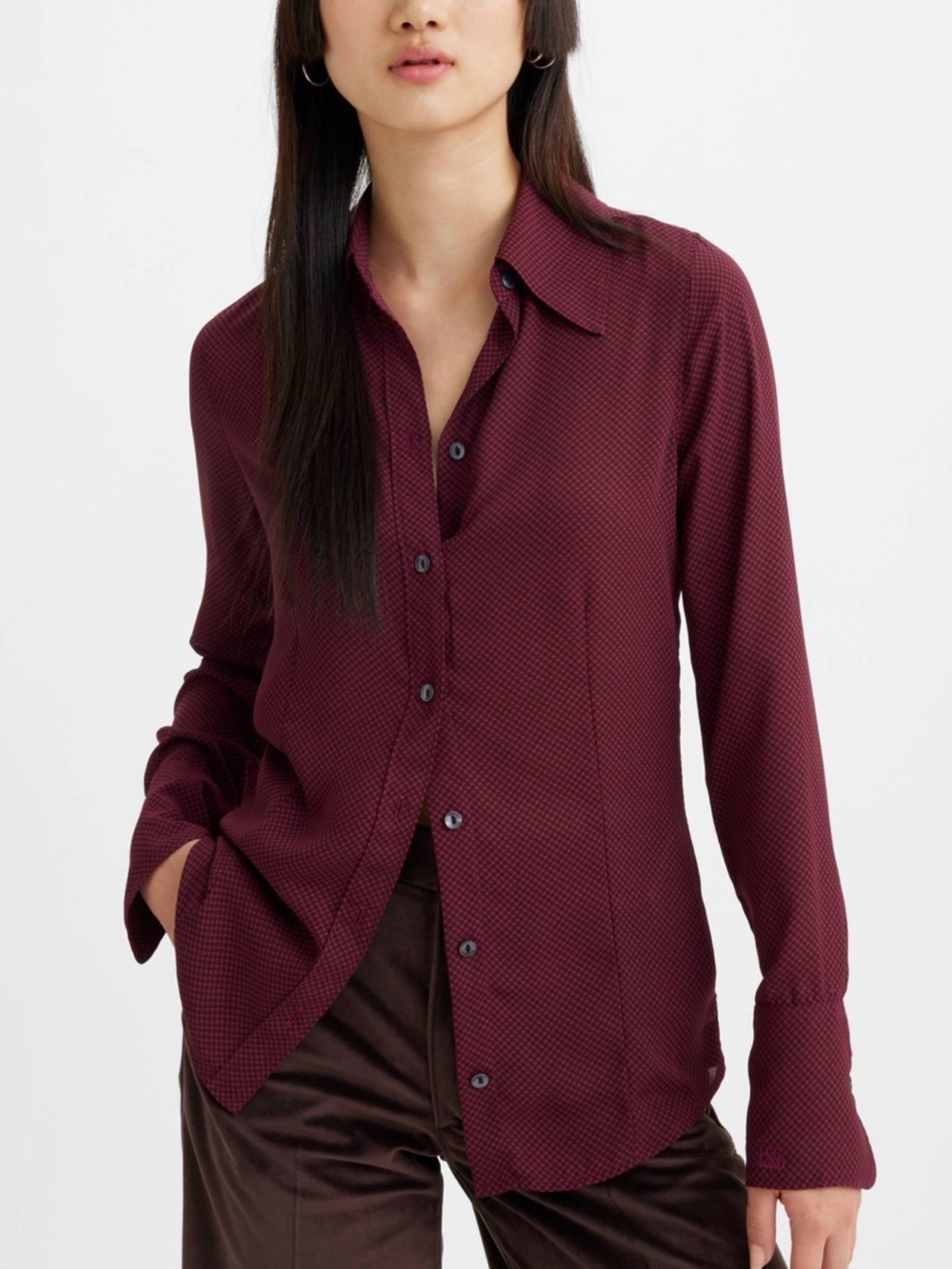 Levi's Maeve Blouse Top Red Black Relaxed Fit Casual Shirt Size L